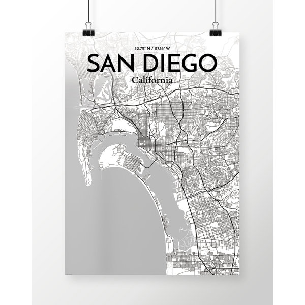 Wrought Studio San Diego City Map Unframed Graphic Art Wayfair